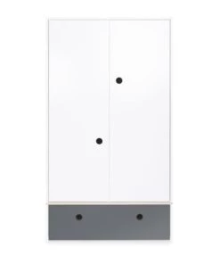 Wookids Armoires Enfant Armoire 2 Portes Façade Tiroir Gris Espace