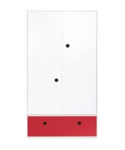 Wookids Armoires Enfant Armoire 2 Portes Façade Tiroir Rouge
