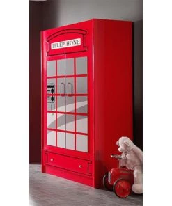 Vipack Armoires Enfant Armoire 2 Portes London Rouge -Armoires enfant Soldes armoire 2 portes london rouge 3