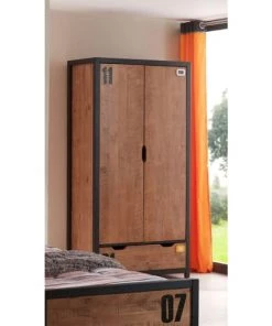 Vipack Armoires Enfant Armoire 2 Portes Noir Naturel -Armoires enfant Soldes armoire 2 portes noir naturel 2