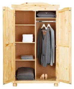 Altobuy Armoires Enfant Armoire 2 Portes + Penderie Bois Massif Naturel -Armoires enfant Soldes armoire 2 portes penderie bois massif naturel 2