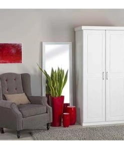 Altobuy Armoires Enfant Armoire 2 Portes + Penderie Bois Massif Vernis Blanc -Armoires enfant Soldes armoire 2 portes penderie bois massif vernis blanc 10