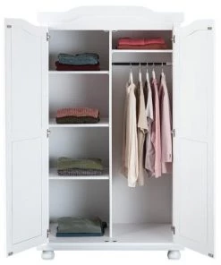 Altobuy Armoires Enfant Armoire 2 Portes + Penderie Bois Massif Vernis Blanc -Armoires enfant Soldes armoire 2 portes penderie bois massif vernis blanc 2