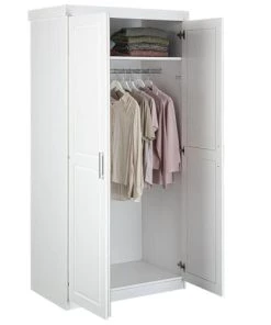 Altobuy Armoires Enfant Armoire 2 Portes + Penderie Bois Massif Vernis Blanc -Armoires enfant Soldes armoire 2 portes penderie bois massif vernis blanc 7