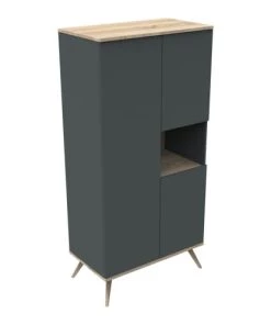 Sauthon Original Armoires Enfant Armoire 3 Portes 1 Niche 209x101x57cm Gris