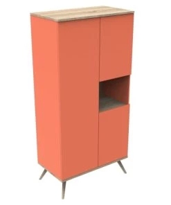 Sauthon Original Armoires Enfant Armoire 3 Portes 1 Niche 209x101x57cm Orange