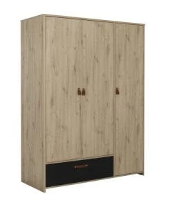 Gami Armoires Enfant Armoire 3 Portes 1 Tiroir Chêne Noir