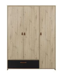 Gami Armoires Enfant Armoire 3 Portes 1 Tiroir Chêne Noir 11 Gami Armoires Enfant Armoire 3 Portes 1 Tiroir Chêne Noir -Armoires enfant Soldes armoire 3 portes 1 tiroir chene noir 3