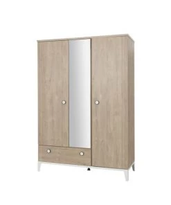 Calicosy Armoires Enfant Armoire 3 Portes 1 Tiroir Effet Bois Enfant 136 X 195cm -Armoires enfant Soldes armoire 3 portes 1 tiroir effet bois enfant 136 x 195cm 3