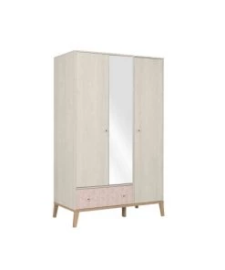 Terre De Nuit Armoires Enfant Armoire 3 Portes 1 Tiroir En Bois Imitation ChĂȘne Blanchi 201cm