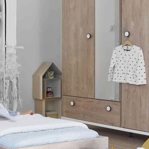 Galipette Armoires Enfant Armoire 3 Portes 1 Tiroir En Bois Imitation Chêne Blond 58cm 6 Galipette Armoires Enfant Armoire 3 Portes 1 Tiroir En Bois Imitation Chêne Blond 58cm – Image 4