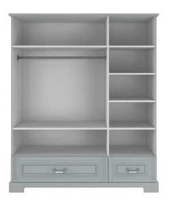 Bellamy Armoires Enfant Armoire 3 Portes 2 Tiroirs Gris -Armoires enfant Soldes armoire 3 portes 2 tiroirs gris 2