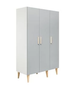 Bopita Armoires Enfant Armoire 3 Portes Blanc Gris