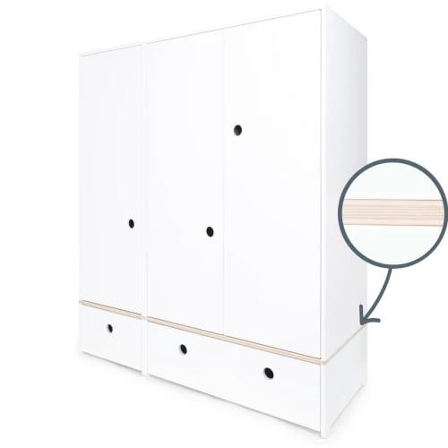 Wookids Armoires Enfant Armoire 3 Portes Façades Tiroirs Blanc 4 Wookids Armoires Enfant Armoire 3 Portes Façades Tiroirs Blanc – Image 2