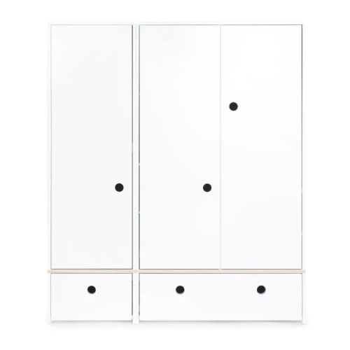Wookids Armoires Enfant Armoire 3 Portes Façades Tiroirs Blanc 3 Wookids Armoires Enfant Armoire 3 Portes Façades Tiroirs Blanc