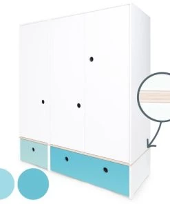 Wookids Armoires Enfant Armoire 3 Portes Façades Tiroirs Bleu Ciel-bleu Paradis 9 Wookids Armoires Enfant Armoire 3 Portes Façades Tiroirs Bleu Ciel-bleu Paradis -Armoires enfant Soldes armoire 3 portes facades tiroirs bleu ciel bleu paradis 1