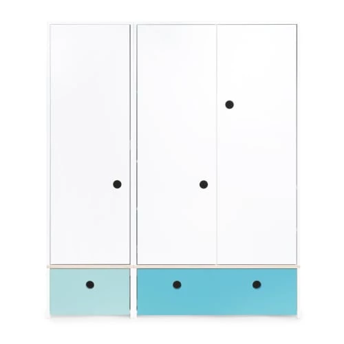 Wookids Armoires Enfant Armoire 3 Portes Façades Tiroirs Bleu Ciel-bleu Paradis 3 Wookids Armoires Enfant Armoire 3 Portes Façades Tiroirs Bleu Ciel-bleu Paradis