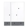 Wookids Armoires Enfant Armoire 3 Portes Façades Tiroirs Gris Espace