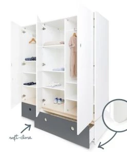 Wookids Armoires Enfant Armoire 3 Portes Façades Tiroirs Gris Espace 10 Wookids Armoires Enfant Armoire 3 Portes Façades Tiroirs Gris Espace -Armoires enfant Soldes armoire 3 portes facades tiroirs gris espace 2