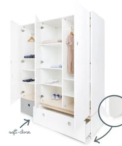 Wookids Armoires Enfant Armoire 3 Portes Façades Tiroirs Gris Perle-blanc 10 Wookids Armoires Enfant Armoire 3 Portes Façades Tiroirs Gris Perle-blanc -Armoires enfant Soldes armoire 3 portes facades tiroirs gris perle blanc 2