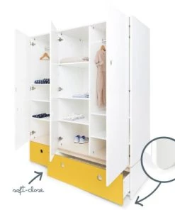 Wookids Armoires Enfant Armoire 3 Portes Façades Tiroirs Jaune 10 Wookids Armoires Enfant Armoire 3 Portes Façades Tiroirs Jaune -Armoires enfant Soldes armoire 3 portes facades tiroirs jaune 2