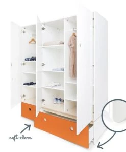 Wookids Armoires Enfant Armoire 3 Portes Façades Tiroirs Orange 10 Wookids Armoires Enfant Armoire 3 Portes Façades Tiroirs Orange -Armoires enfant Soldes armoire 3 portes facades tiroirs orange 2