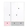 Wookids Armoires Enfant Armoire 3 Portes Façades Tiroirs Rose Pastel -Armoires enfant Soldes armoire 3 portes facades tiroirs rose pastel 4