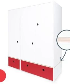 Wookids Armoires Enfant Armoire 3 Portes Façades Tiroirs Rouge 9 Wookids Armoires Enfant Armoire 3 Portes Façades Tiroirs Rouge -Armoires enfant Soldes armoire 3 portes facades tiroirs rouge 1