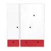 Wookids Armoires Enfant Armoire 3 Portes Façades Tiroirs Rouge -Armoires enfant Soldes armoire 3 portes facades tiroirs rouge