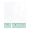 Wookids Armoires Enfant Armoire 3 Portes Façades Tiroirs Vert Menthe -Armoires enfant Soldes armoire 3 portes facades tiroirs vert menthe
