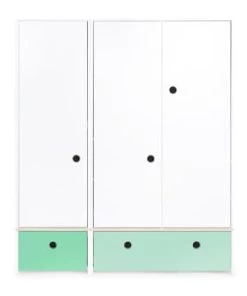 Wookids Armoires Enfant Armoire 3 Portes Façades Tiroirs Gris Chaud -Armoires enfant Soldes armoire 3 portes facades tiroirs vert ocean 4