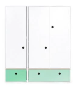 Wookids Armoires Enfant Armoire 3 Portes Façades Tiroirs Gris Espace-jaune -Armoires enfant Soldes armoire 3 portes facades tiroirs vert ocean 5