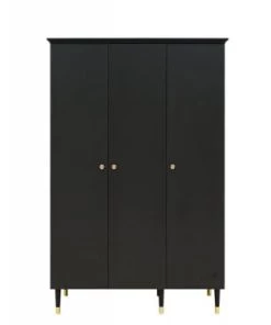 Bopita Armoires Enfant Armoire 3-portes Noir Mat En MDF Et Panneaux De Particules