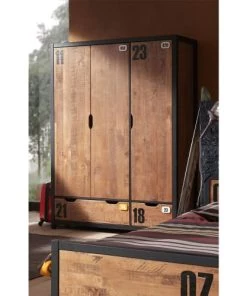 Vipack Armoires Enfant Armoire 3 Portes Noir Naturel -Armoires enfant Soldes armoire 3 portes noir naturel 3