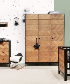 Bopita Armoires Enfant Armoire 3 Portes Noir Naturel Naturel -Armoires enfant Soldes armoire 3 portes noir naturel naturel 4