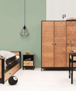 Bopita Armoires Enfant Armoire 3 Portes Noir Naturel Naturel -Armoires enfant Soldes armoire 3 portes noir naturel naturel 5