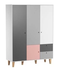 Vox Armoires Enfant Armoire 3 Portes Rose