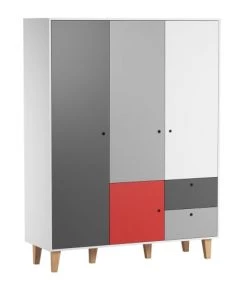 Vox Armoires Enfant Armoire 3 Portes Rouge