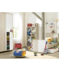 Galipette Armoires Enfant Armoire 3 Portes Sacha En Bois Imitation Chêne Clair Et Blanc Galipett -Armoires enfant Soldes armoire 3 portes sacha en bois imitation chene clair et blanc galipett 2