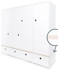 Wookids Armoires Enfant Armoire 4 Portes Blanc -Armoires enfant Soldes armoire 4 portes blanc 1