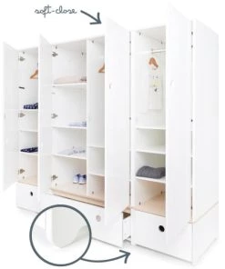 Wookids Armoires Enfant Armoire 4 Portes Blanc -Armoires enfant Soldes armoire 4 portes blanc 2