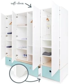 Wookids Armoires Enfant Armoire 4 Portes Bleu Ciel -Armoires enfant Soldes armoire 4 portes bleu ciel 7