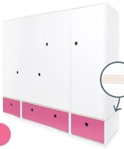 Wookids Armoires Enfant Armoire 4 Portes Fushia 9 Wookids Armoires Enfant Armoire 4 Portes Fushia -Armoires enfant Soldes armoire 4 portes fushia 1