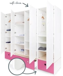 Wookids Armoires Enfant Armoire 4 Portes Fushia 10 Wookids Armoires Enfant Armoire 4 Portes Fushia -Armoires enfant Soldes armoire 4 portes fushia 2