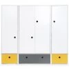 Wookids Armoires Enfant Armoire 4 Portes Jaune Et Gris