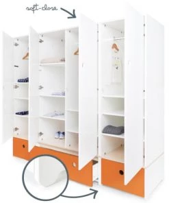 Wookids Armoires Enfant Armoire 4 Portes Orange -Armoires enfant Soldes armoire 4 portes orange 2