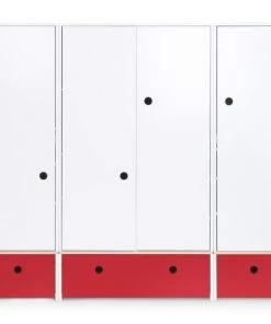 Wookids Armoires Enfant Armoire 4 Portes Rouge
