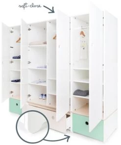 Wookids Armoires Enfant Armoire 4 Portes Vert Menthe -Armoires enfant Soldes armoire 4 portes vert menthe 6