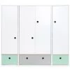 Wookids Armoires Enfant Armoire 4 Portes Vert Menthe-gris Perle-vert Menthe