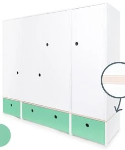 Wookids Armoires Enfant Armoire 4 Portes Vert Ocean 9 Wookids Armoires Enfant Armoire 4 Portes Vert Ocean -Armoires enfant Soldes armoire 4 portes vert ocean 1